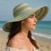Wide Brim Hat - Straw Hat: Paper Straw Wide Brim Hat - Aqua/Gold - HT-ST1170AQGD